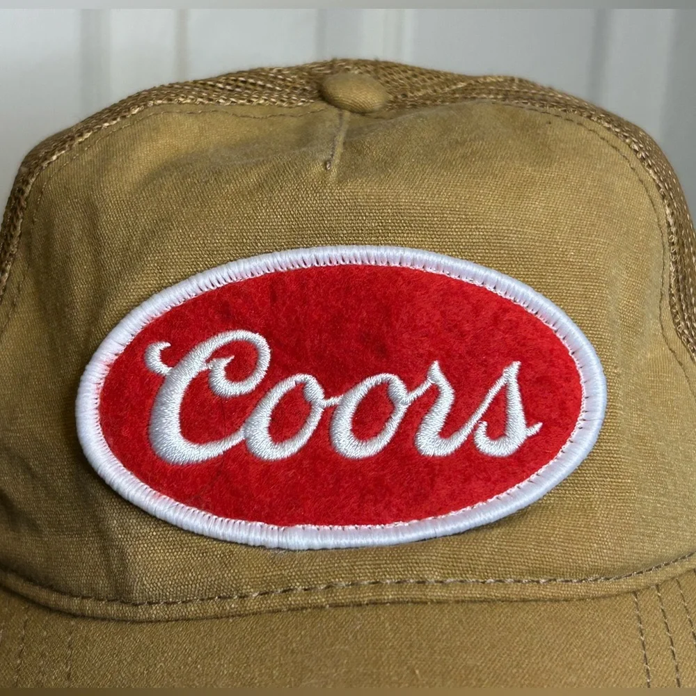 Coors Beer Classic Red Oval Logo Embroidered Patch Snap-Back Trucker Mesh Hat